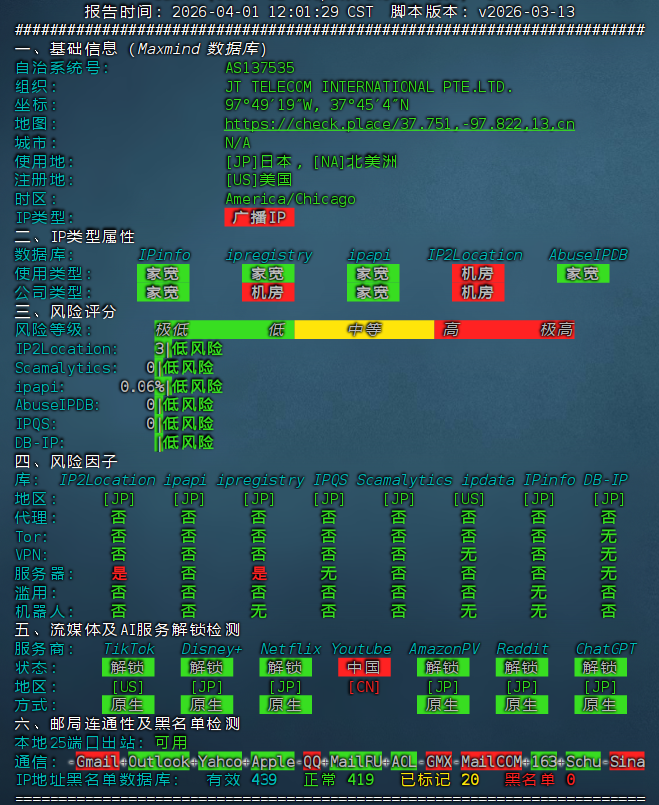 截图 2：送中时的 IP 质量测试